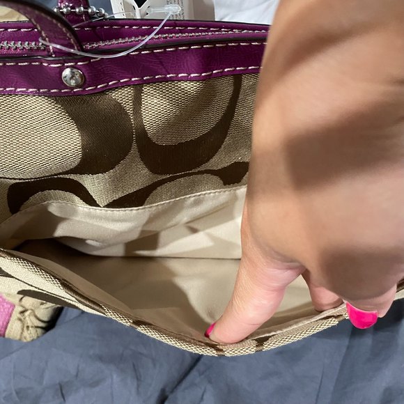 NWT Coach Monogram Handbag and IPad Case Purple/Tan/Brown - Picture 7 of 15